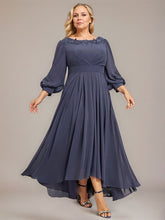 A-line Scoop Asymmetrical Chiffon Mother of the Bride Dress With Pleated Appliques Lace